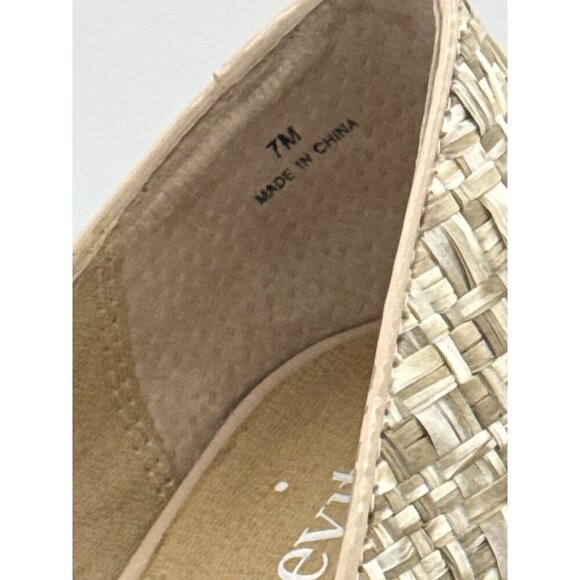 Levity Womens Peep Toe Platform Heels Size 7M Woven Texture Beige & Brown - Picture 6 of 7